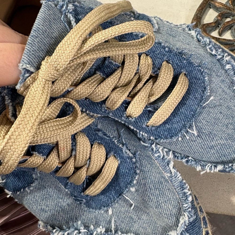 rag & bone Light Blue Distressed Denim Espadrille Sneakers - Picture 6 of 7